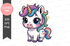 Adorable unicorn with rainbow mane and tail cute fantasy Product Image 1