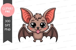 Cute bat with big eyes and tongue out cartoon animal Product Image 1