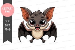 Cute bat with big eyes and wings cartoon animal Product Image 1