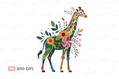 Floral giraffe adorned with colorful blooms flowers Product Image 1