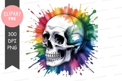 Skull colorful paint splash bone white Product Image 1