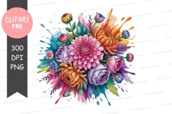 Vibrant floral bouquet with paint splashes flowers Product Image 1