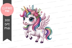 Adorable unicorn with rainbow mane and wings pegasus Product Image 1