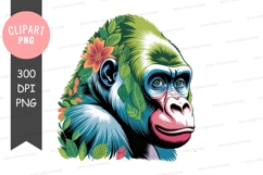Vibrant Gorilla Adorned With Foliage And Flower primate Product Image 1