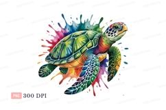Colorful sea turtle vibrant splash ocean animal Product Image 1