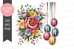 Floral bouquet striped ornaments flowers leaves Product Image 1