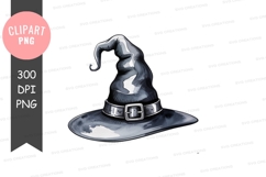 Black witch hat with silver buckle image Product Image 1