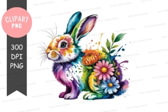 Colorful rabbit with flowers bunny artistic Product Image 1