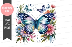 Watercolor butterfly and floral clipart Product Image 1