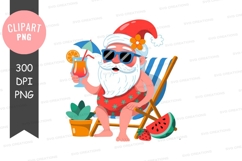 Summer santa relaxing on vacation clipart Product Image 1