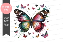 Vibrant watercolor butterfly clipart Product Image 1