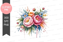 Vibrant watercolor floral bouquet illustration Product Image 1