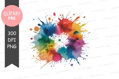 Colorful watercolor paint splatter clipart Product Image 1