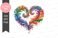 Vibrant swirling rainbow heart clipart Product Image 1