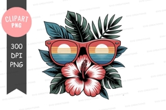 Summer sunglasses and hibiscus flower clipart Product Image 1