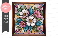 Floral stained glass window clipart Product Image 1