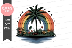 Vintage tropical rainbow palm tree illustration Product Image 1