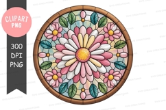 Stained glass flower circle clipart Product Image 1