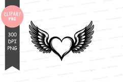 Symmetrical grayscale wings clipart design Product Image 1