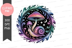 Cosmic psychedelic snail and mushroom illustration Product Image 1
