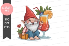 Happy summer gnome with cocktail clipart Product Image 1
