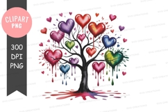 Colorful melting hearts tree illustration Product Image 1