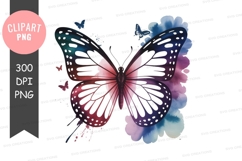 Watercolor butterfly clipart with gradient colors Product Image 1