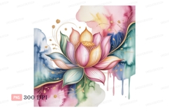 Delicate lotus bloom watercolor art flower pink Product Image 1