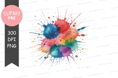 Vibrant watercolor paint splatter cluster clipart Product Image 1