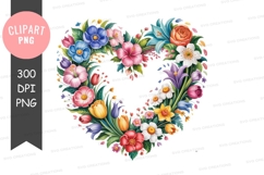 Vibrant heart-shaped floral arrangement clipart Product Image 1