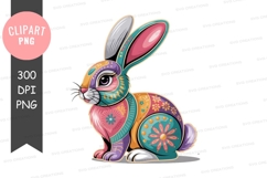 Vibrant folk art rabbit illustration Product Image 1