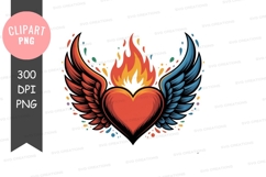 Flaming winged heart illustration Product Image 1