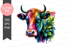 Vibrant colorful cow portrait Product Image 1