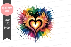 Fiery heart watercolor splatter art Product Image 1
