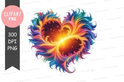 Vibrant colorful abstract heart clipart png Product Image 1