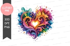 Vibrant watercolor floral heart clipart Product Image 1
