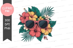 Tropical floral sunglasses clipart Product Image 1