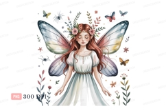 Fairy maiden with gossamer wings and floral crown image Product Image 1