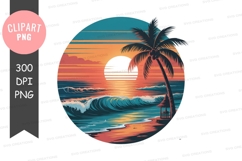 Tropical beach sunset clipart Product Image 1