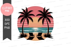 Retro beach sunset clipart Product Image 1