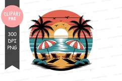 Retro sunset beach clipart Product Image 1