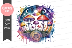 Psychedelic mushroom watercolor art clipart Product Image 1