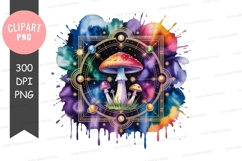 Celestial mushroom watercolor clipart Product Image 1
