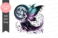 Mystical fairy with moon and foliage illustration Product Image 1