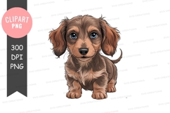Cute long-haired dachshund puppy clipart Product Image 1