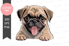 Cute fawn pug puppy clipart illustration Product Image 1