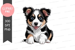 Cute tri-color puppy clipart Product Image 1