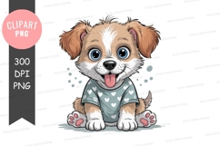 Cute smiling puppy clipart with heart shirt Product Image 1