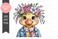 Cute duck character with floral crown clipart Product Image 1
