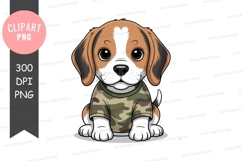 Cute beagle puppy in camouflage shirt clipart Product Image 1